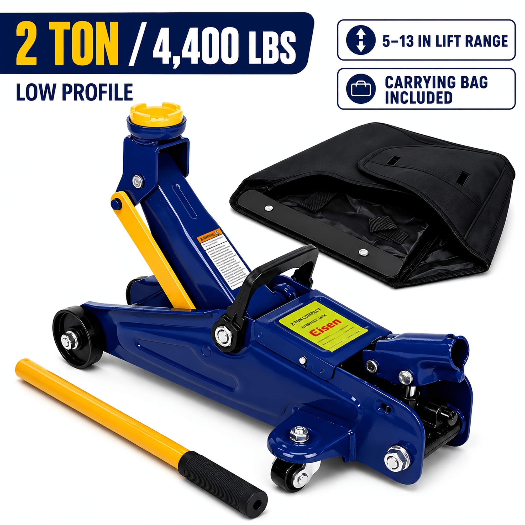 EISEN Heavy-Duty Floor Jack, 2-Ton Lifting Capacity, Model AA051